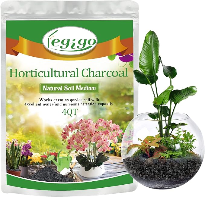 Legigo 4QT All Natural Horticultural Charcoal- Activated Hardwood Plant Charcoal for Soil Amendment, Conditioning Bonsai Soil, Succulent Soil, Terrarium Supplies, Indoor Plant Potting Soil
