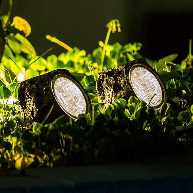 EiGreen Solar Garden Rock Lights Outdoor, 2 Pack 10 LED Waterproof Solar Powered Rock Light, Outdoor Landscaping Spotlights, for Indoor and Outdoor Decoration