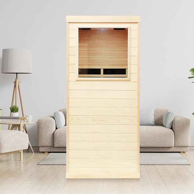 Saunas 909Mini Far Infrared Sauna, Indoor Dry Sauna (Hemlock Wood, 1 Person Mini Size Left Door)