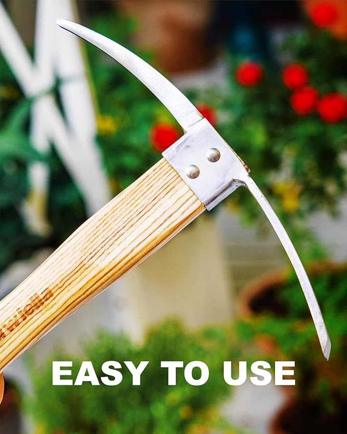 Pick Axe Mattock Small Pickaxe Garden Tool Cutter Mattock Planting Hoe 15 inch 0.9 lb for Digging Loosening Trenching Tilling Leveling Cutting Gardening Hand Cultivator Weeding Hoe with Short Wood