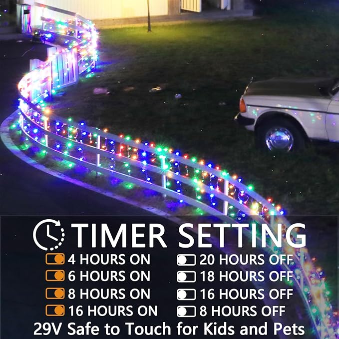 98ft Christmas Lights Outdoor, 1280 LED Waterproof 8 Modes String Light with App and Remote Control for Outside House Roof Decorations Indoor Decor-Multicolor