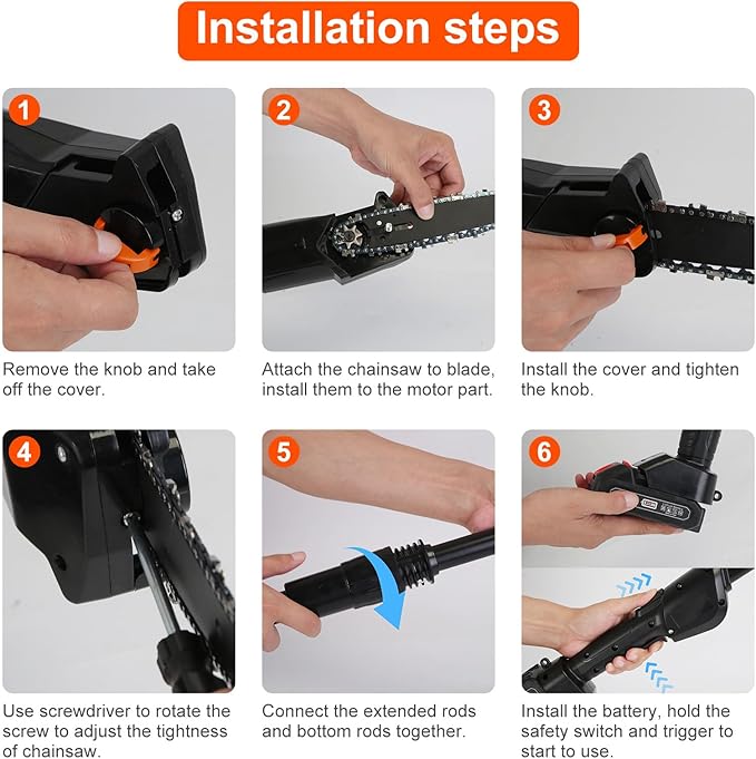 Pole Saw, 6-Inch Cordless Pole Saws for Tree Trimming, 21V Electric Pole Chainsaw W/2Pcs 3.0Ah Battery, 35FT/S Speed, 13.4FT Max Reach,Upgraded Multi-Angle Polesaw for Tree Hedge Trimming Bush Pruning