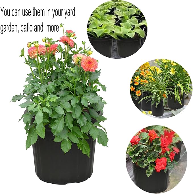 60-Pack 2 Gallon Flexible Plastic Plant Pots with 50Pcs Plant Labels,Thickened Soft Seed Starting Container for Indoor Outdoor Plants, Seedlings, Vegetables, Succulents and Cuttings