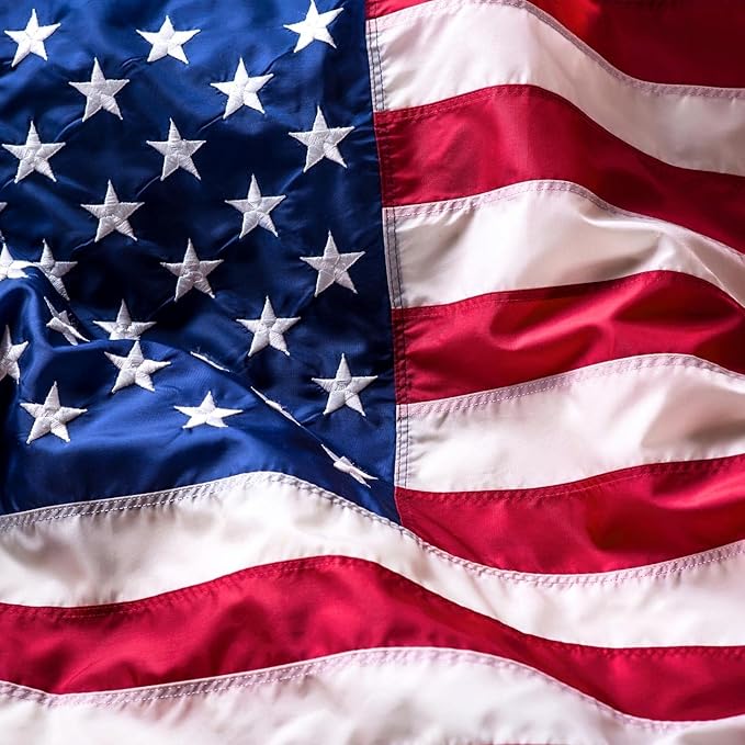 American Flag - Heavy-Duty US Flag - Embroidered Stars - Nylon USA Flag Built for Outdoors - Sewn Stripes - UV Protection - Brass Grommets (6x10 ft)