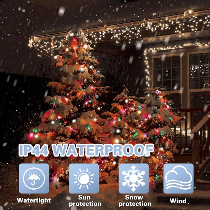 66ft Christmas Decorative Mini Lights, 200 LED Transparent Wire Fairy Starry String Lights Plug in, 12 Lighting Modes for Outdoor Xmas Tree Wedding Party Decoration (Warm and Multicolor)