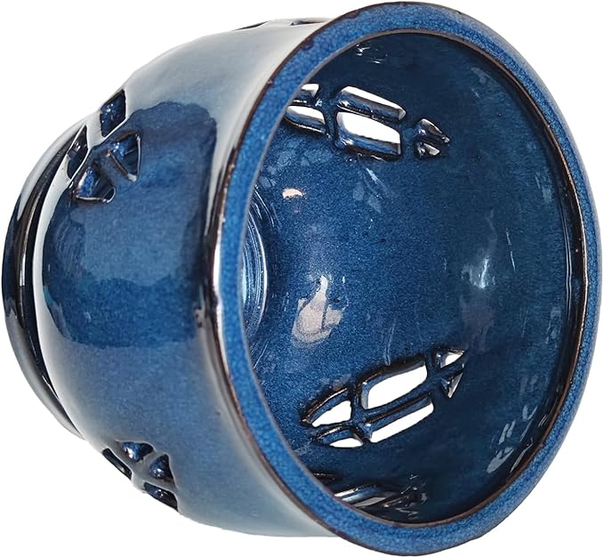 W&W Orchid Pot with Holes and Saucer for Repotting, Blue, 6.5 Inches