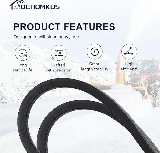 2Pack Snow Thrower Auger Belt 954-04195A Fits for Troy Bilt Cub Cadet Craftsman MTD 954-04195 754-04195 754-04195A - 1/2"x 37"