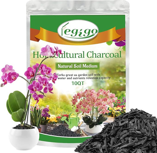 Legigo 10QT All Natural Horticultural Charcoal- Activated Hardwood Plant Charcoal for Soil Amendment, Conditioning Bonsai Soil, Succulent Soil, Terrarium Supplies, Indoor Plant Potting Soil