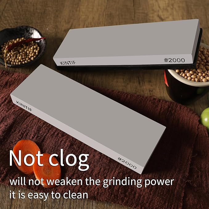 Whetstone Knife Sharpening Stone Medium Grit #2000, Strong grinding power, Splash and go, Cuts fast, Not clog, Whetstone knife sharpener, Sharpening Stones for Knives