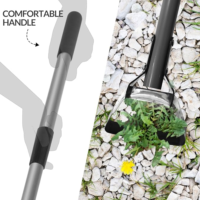 Walensee Action Hoe for Weeding Stirrup Hoe Tools for Garden Hula-Ho with Adjustable 36-66 Inch Scuffle Loop Hoe Gardening Weeder Cultivator Durable Handle Weeding Rake with Cushioned Grip