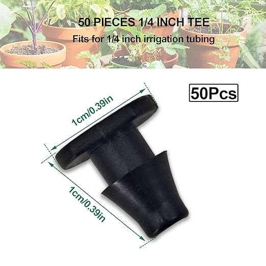 Drip Irrigation Parts, 1/4 Drip Irrigation Fittings Goof Plugs Drip Irrigation Kit - Drip Line Connectors 1/4 Barbed Connector Drip Irrigation Connectors 1/4 Irrigation Tubing 50 Pcs
