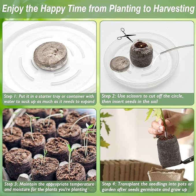 ZeeDix 300 Pcs (30mm) Peat Pellet Fiber Soil Plant Seed Starters - Seed Starter Pellets Pods Compressed Peat Pellets for Grow Herbs, Plant,Flowers and Vegetables