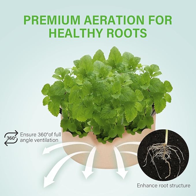 iPower 5-Pack 15 Gallon Plant Grow Bags Thickened Nonwoven Aeration Fabric Pots Heavy Duty Durable Container, Strap Handles for Garden, Tan