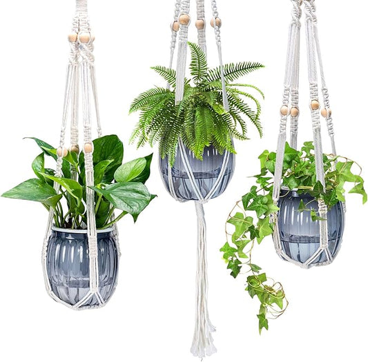 Small Hanging Planters Self Watering 5 Inch, 3 Set Hanging Plant Pot for Indoor Outdoor Plants, Hanging Flower Pots with Drainage Hole & 2 Kinds of Plant Hangers for Garden Home Decor