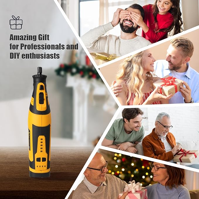 Cordless Chainsaw Sharpener Kit - Portable 8V Chain Saw Sharpener Tool with 4 Diamond Wheels & Angle Attachment, Variable Speeds, Safety Lock, Hang Ring - Ideal for All Chainsaw Chains