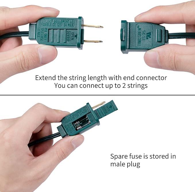 C9 Christmas String Light Green, 25ft Vintage Christmas Tree Lights, Outdoor Roofline String Lights with 25+2 Green Bulbs for Patio Garden Holiday Indoor Home Xmas Decoration, Green Wire