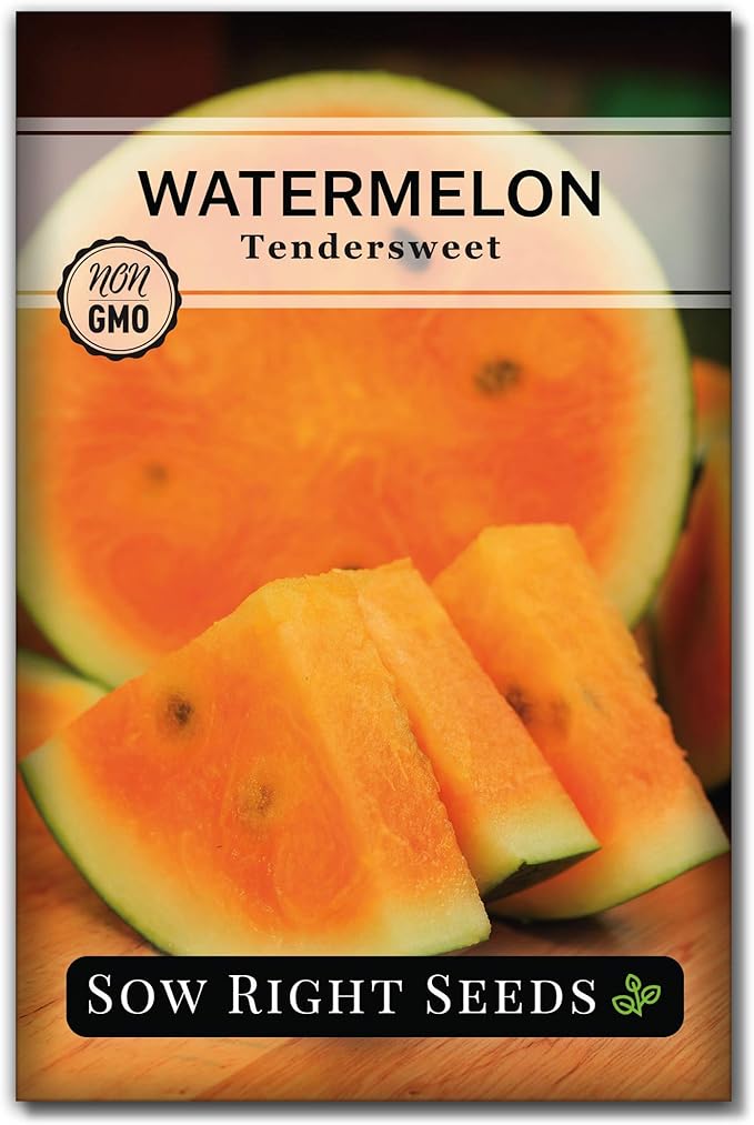 Sow Right Seeds - Tendersweet Watermelon Seeds for Planting - Non-GMO Heirloom Seeds to Plant a Home Vegetable Garden - Unique Orange Flesh Melon - Sweet Summer Treat to Grow Outdoors (1)