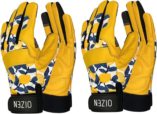 2 Pair Cowhide Leather Thorn Proof & Puncture Resistant Gardening Gloves for Women and Men, Touchscreen Compatible Working Gloves for Weeding, Digging, Planting, Gardening Gifts for Women (Small)