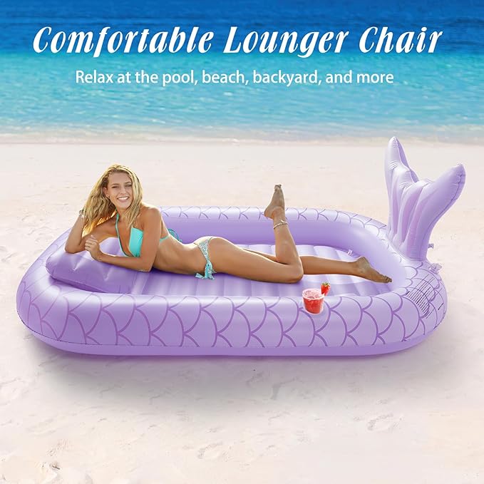 HeySplash Pool Lounger Float for Adult, Inflatable Pool Floats Bed Cooling Contour Lounger Rafts, Water Rafts for Lake, Outdoor Beach Pool Party