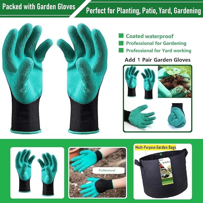 200 Gallon Large Raised Garden Bed Bag (50x24 inch) Big Garden Bag Sturdy Plant Grow Bag for Tomato,Potato Planter,Herb Veggies Planter Bag,Flower Bed,Yard Waste Bag,Lawn Debris Bag,Leaf Bag W/ Gloves