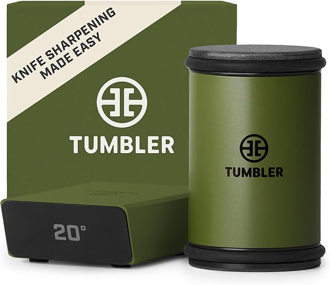 TUMBLER Pro Rolling Knife Sharpener™ - Knife Sharpening Made Easy - Sharpening Kit with Removable Disc System - Includes 4-Layer Diamond Sharpening Disc & EdgeBoost Ceramic Disc (Forest Green)