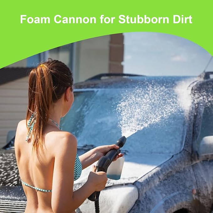 Pressure Cleaner 5000 PSI Power Cleaner with 33FT Hose, 4 Nozzle and 500ML Foam Cannon, Cleaner Machine for Home, Car Washing, Fence Cleaning, Patio, Green Reel