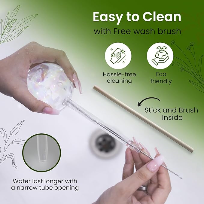 Large 6 Pcs Iridescent Self Watering Globes, Glass Rainbow Plant Watering Globes, Self Watering Planter Insert, Automatic Plant Waterer Indoor, Plant Watering Devices, Plant Water Globe, Watering Bulb