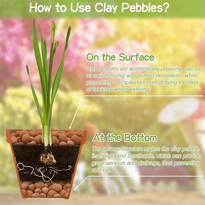 ZeeDix 2LBS Expanded Clay Pebbles for Plants, 4mm-16mm Leca for Plants Clay Aggregate Grow Media, Natural Organic Clay Balls for Hydroponic, Gardening, Orchids, Decoration, Aquaponics