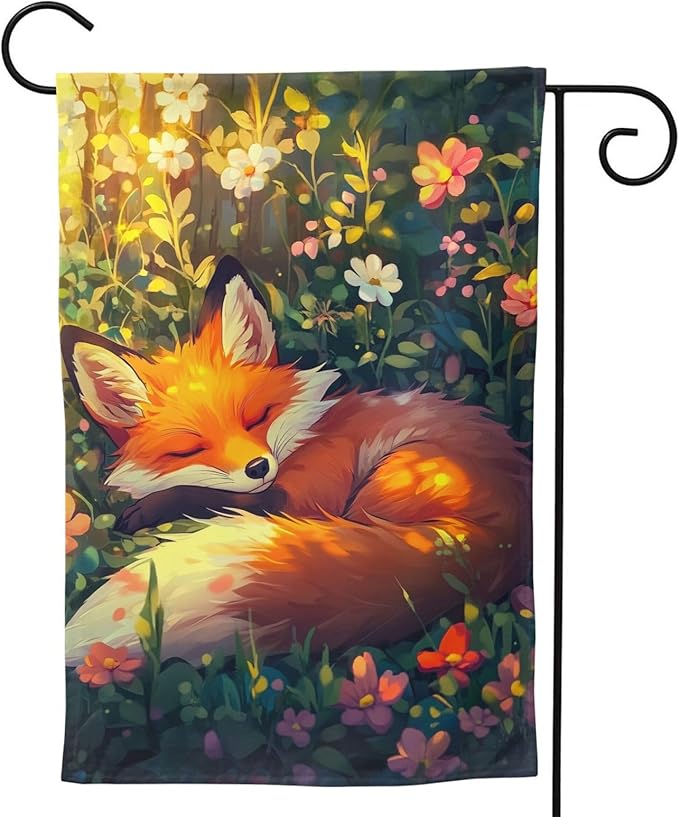 Fox Garden Flag Vertical Double Sided Outdoor Yard Flags 12.5x18 Inch Burlap Banners for House Lawn