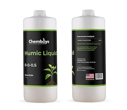 Chemboys Organic Humic Acid with Fulvic β Liquid Carbon Concentrated Plant Supplement for Increased Nutrient Uptake, Soil, Lawns, Hydroponics & Garden β Soil Conditioner Plant Food Enhancer