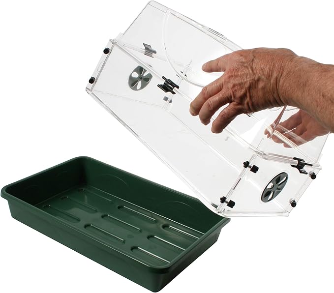 EarlyGrow Medium Seed and Herb Domed Propagator with Vented Side Height Extension and Security Clip Set,Green