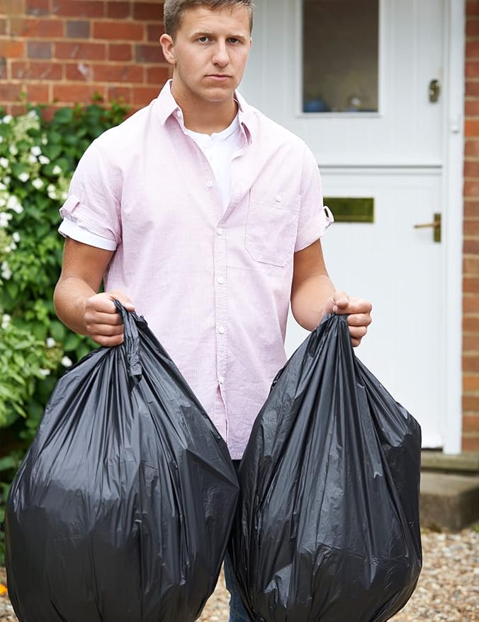 Trash Bags 8 Gallon, Medium Garbage Bags, No Flaps/Ties, 55cm*70cm, 9.35g/pcs, Pack of 36 Count, Unscented, Black