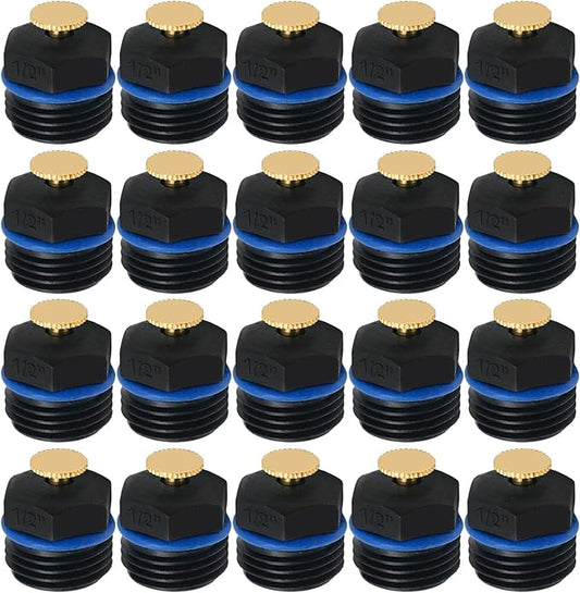 20pcs 1/2 Inch Adjustable 360 Degree Atomizing Sprinkler Nozzles for Garden, Agriculture, Lawn Irrigation System (20 Sets)