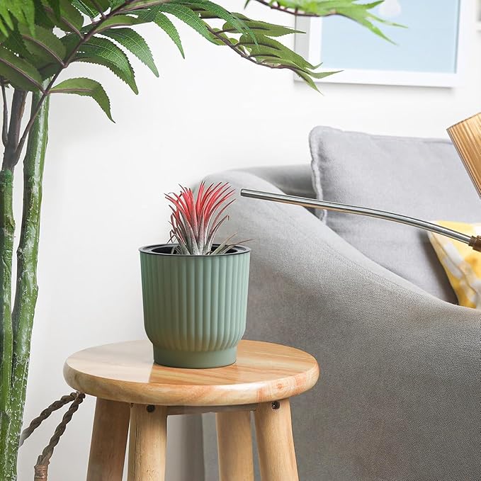 T4U African Violet Pots, 4 Inch Self Watering Pots for Indoor Plants, 6 Pack Small Planters, Durable Mint Green Plastic Small Pots for Indoor Plants, Flower