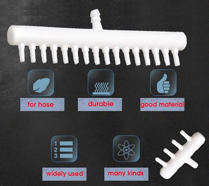 Rake-shaped hose joint air discharge diverter, Plastic Barb Hose Fitting Connector, 6-Way Outlet Air Line Pump Tubing Splitter Water Flow Divider, for Aquarium Garden Agricultural Irrigation(6Pcs)