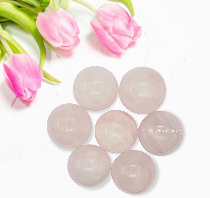 Amazing Gemstone Rose Quartz Crystal Ball - 1 Inches Crystal Sphere Meditation Balls for Witchcraft and Decorative Balls - Crystals and Healing Stones Beginners Gift (Pack of 1)