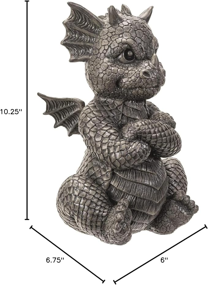 Pacific Giftware Garden Dragon Angry Outdoor Statue, 10.25-inch Height, Outdoor Decoration