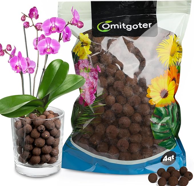 Clay Pebbles Leca Balls for Plants 4qt,6mm - 12mm Clay Balls for Hydroponic, Terrarium, Potted Plants, Lightweight & Drainage