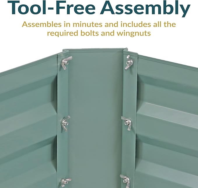 Sunnydaze Galvanized Raised Garden Bed - Metal Raised Bed for Gardening - Outdoor Planter Box for Flowers, Plants, and Vegetables - Green - 12" L-Shaped
