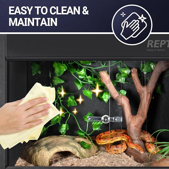 REPTI ZOO 50 Gallon PVC Reptile Enclosure, 36x18x18 inch Reptile Tank for Ball Python Bearded Dragon Snake Gecko, Reptile Terrarium Lounge Habitat with Glass Sliding Door & Top Screen Ventilation