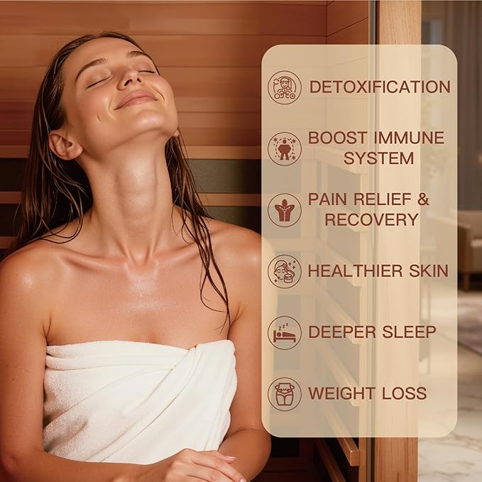 1 Person Far Infrared Sauna for Home, Low EMF Sauna Heater, Chromotherapy Lighting, Premium Wood Home Sauna for Meditation and at Home Spa Relaxation, 1510W/120V (1 Person)