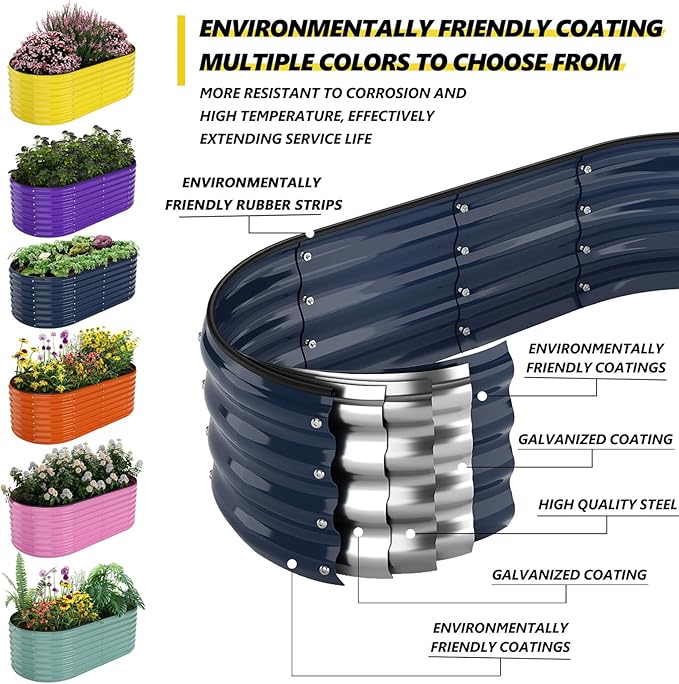 Galvanized Metal Planter Raised Garden Bed Kit for Gardening Outdoor,6x3x2ft Planter Grow Garden Box Raised Flower Bed,Long Vegetable Clearance Herb Raised Garden Beds for Container Gardening