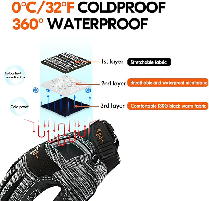 Vgo... 0°C/32°F Winter Men's Lightweighted Lined Work Gloves for Light Duty Works(SL7895FW)