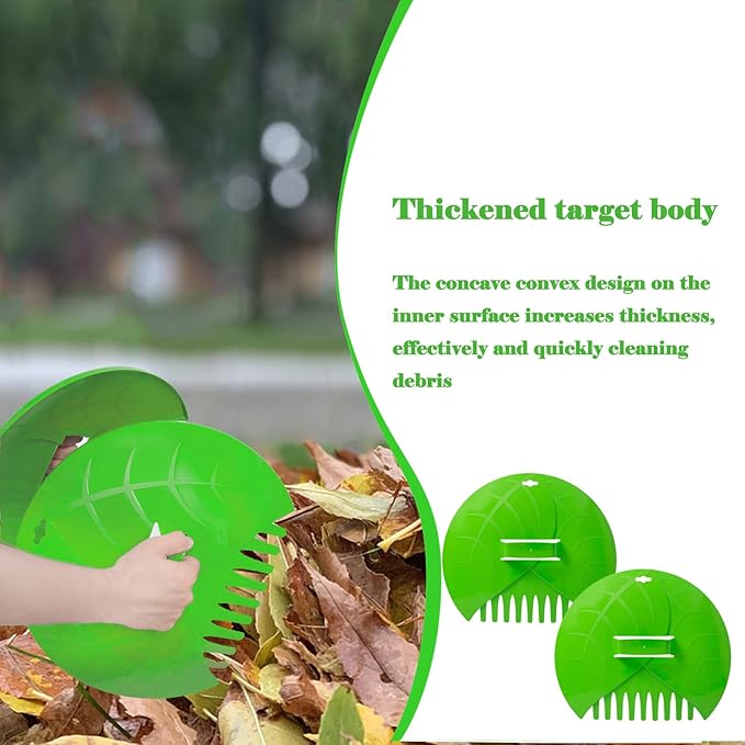 Eastrans 1set Leaf Scoops and Hand Rakes,Leaf Claws for Picking up Leaves,Grass Clippings and Lawn Debris,Light Green,2pcs