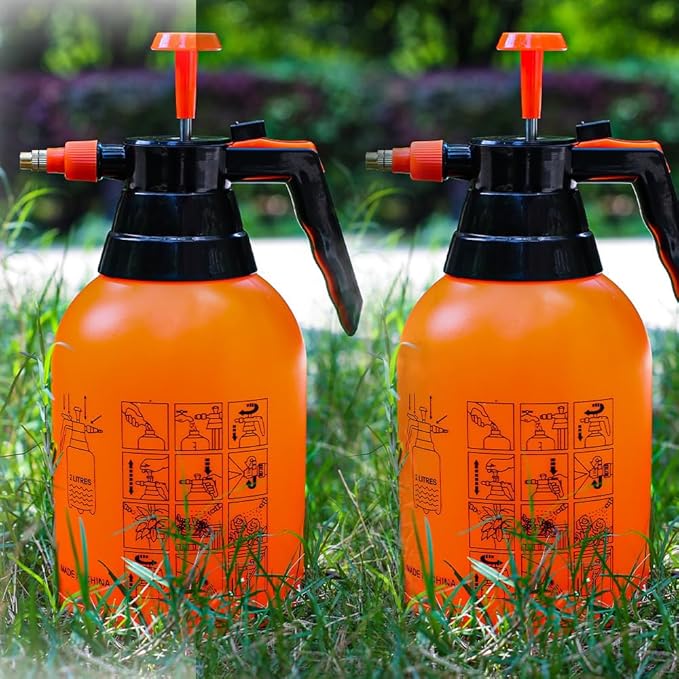 MRPAPA 2L Handheld Garden Pump Sprayer, 2 Pack Plant Mister Water Spray Bottle with Adjustable Brass Nozzle 0.5Gallon Sprayer Mist Bottle for Indoor, Outdoor Gardening and Home Cleaning