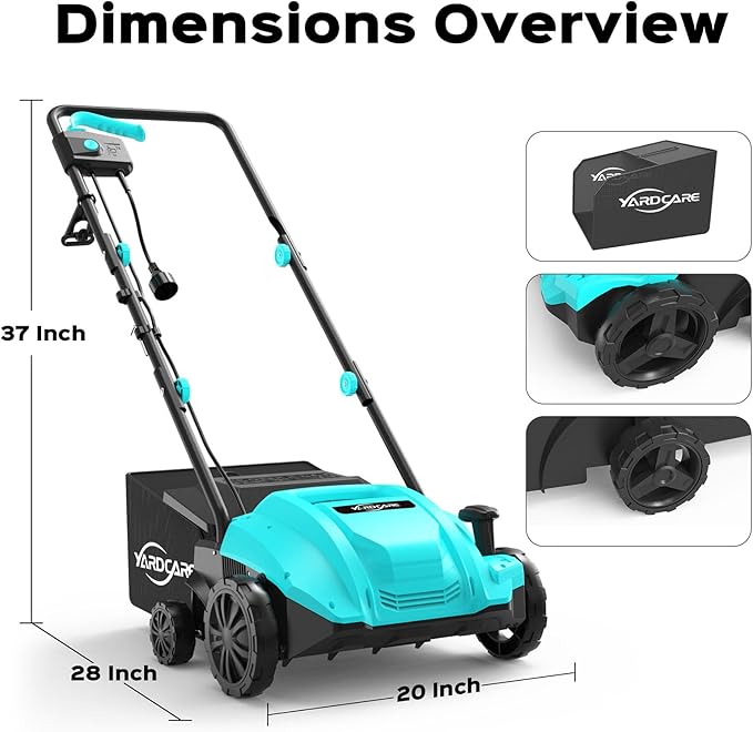13-Inch 2-in-1 Electric Dethatcher & Scarifier, 12 Amp Lawn Tool with 8 Gal Collection Bag, Adjustable Depth, Powerful Motor for Healthier Grass