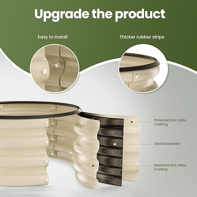 ZXZYHFTY Round Galvanized Raised Garden Bed kit,White Outdoor Garden Raised Planter Box, Round Large Metal Raised Garden Beds for Vegetable 2 * 2 * 1ft 1Pack