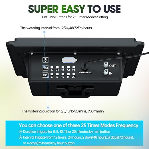 Drip Irrigation System - Skycow Solar & USB Power Automatic Drip Irrigation Kit System 15 Potted Indoor Outdoor Garden Balcony Anti-Siphoning Plant Watering System (Non-Digital Screen 32FT)