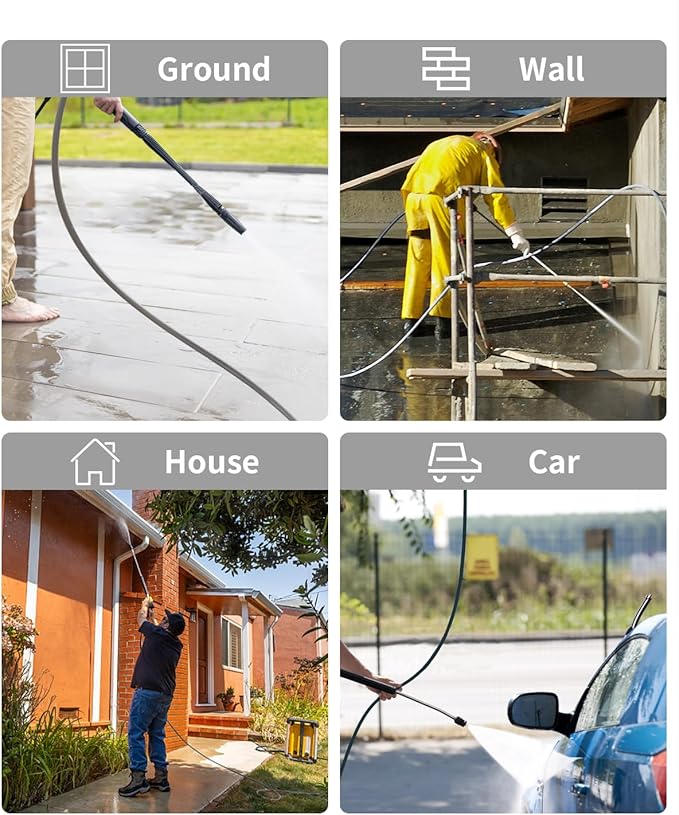 Pressure Washer Hose 75FT 3/8" for Cold and Hot Water 212°F, with Swivel Quick Connect, 4500PSI Kink Resistant Grade Steel Wire Braided, Power Washer Hose With 2pcs M22-14mm Adapter