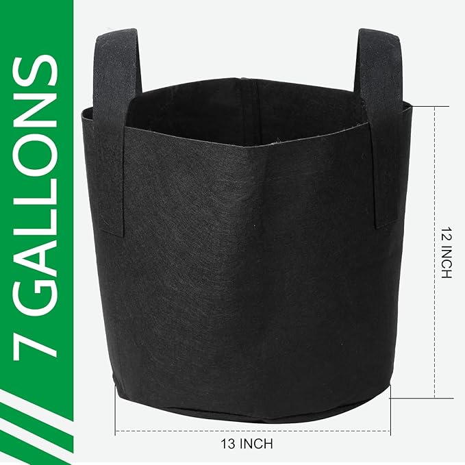JERIA 8-Pack 7 Gallon Grow Bags, Aeration Fabric Pots with Handles, Heavy Duty Thickened Nonwoven Grow Pots with 8 Pcs Plant Labels